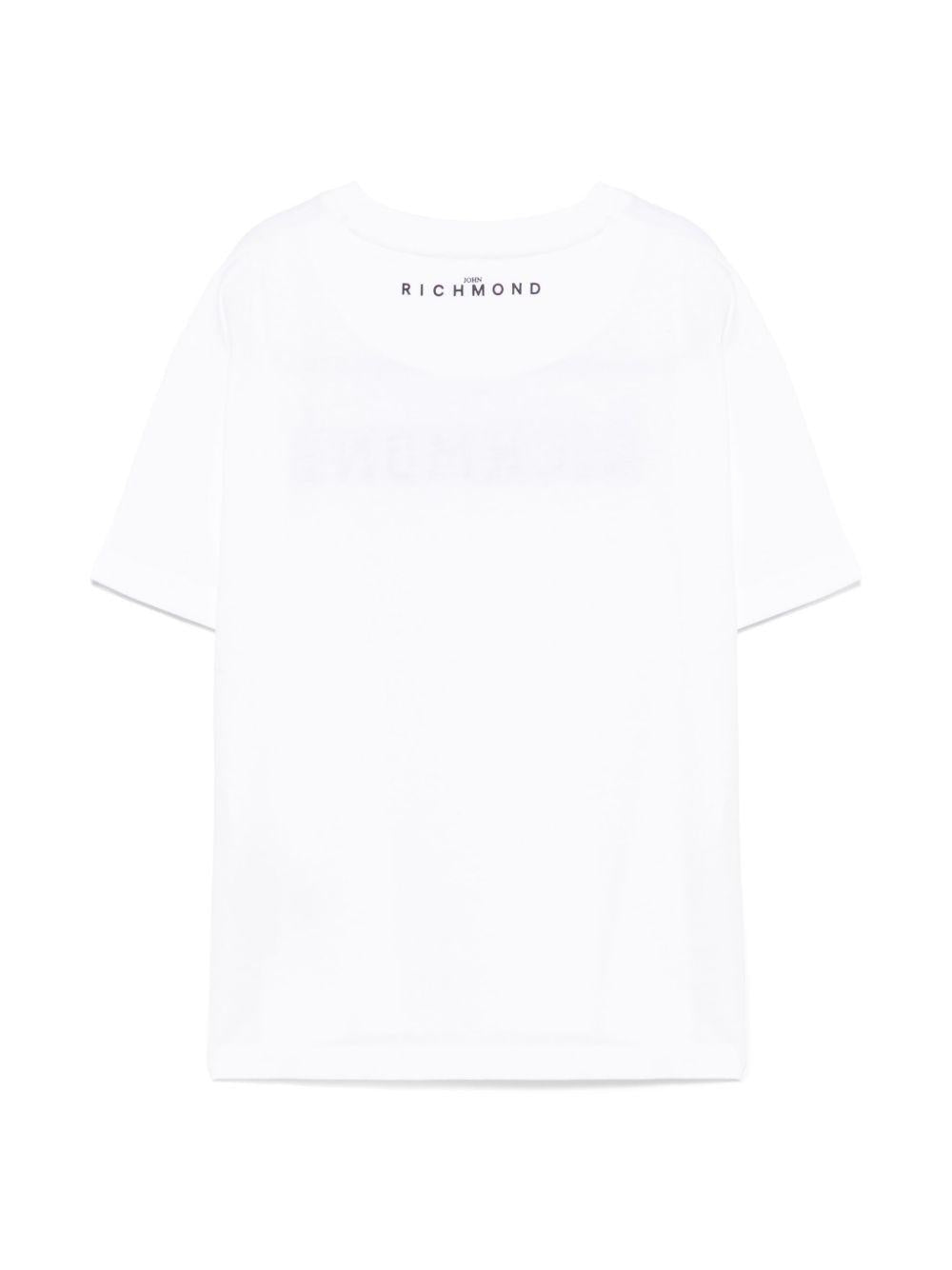 T-shirt per bambino John Richmond Junior bianco con applicazione frontale con logo RBP25178TS WHITE JOHN RICHMOND JUNIOR 