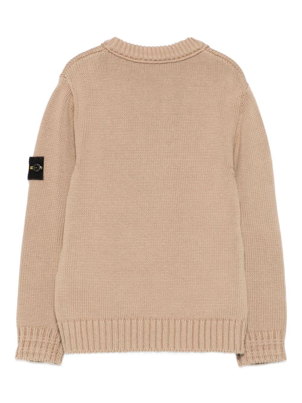 Maglione per bambino Stone Island Junior beige con applicazione con logo K2S165100019S01A2 V0095 STONE ISLAND JUNIOR 