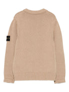 Maglione per bambino Stone Island Junior beige con applicazione con logo K2S165100019S01A2 V0095 STONE ISLAND JUNIOR 