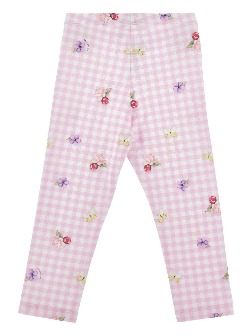 Leggings per bambina Monnalisa rosa con motivo a quadri 19G418NP 7004 0090 MONNALISA 