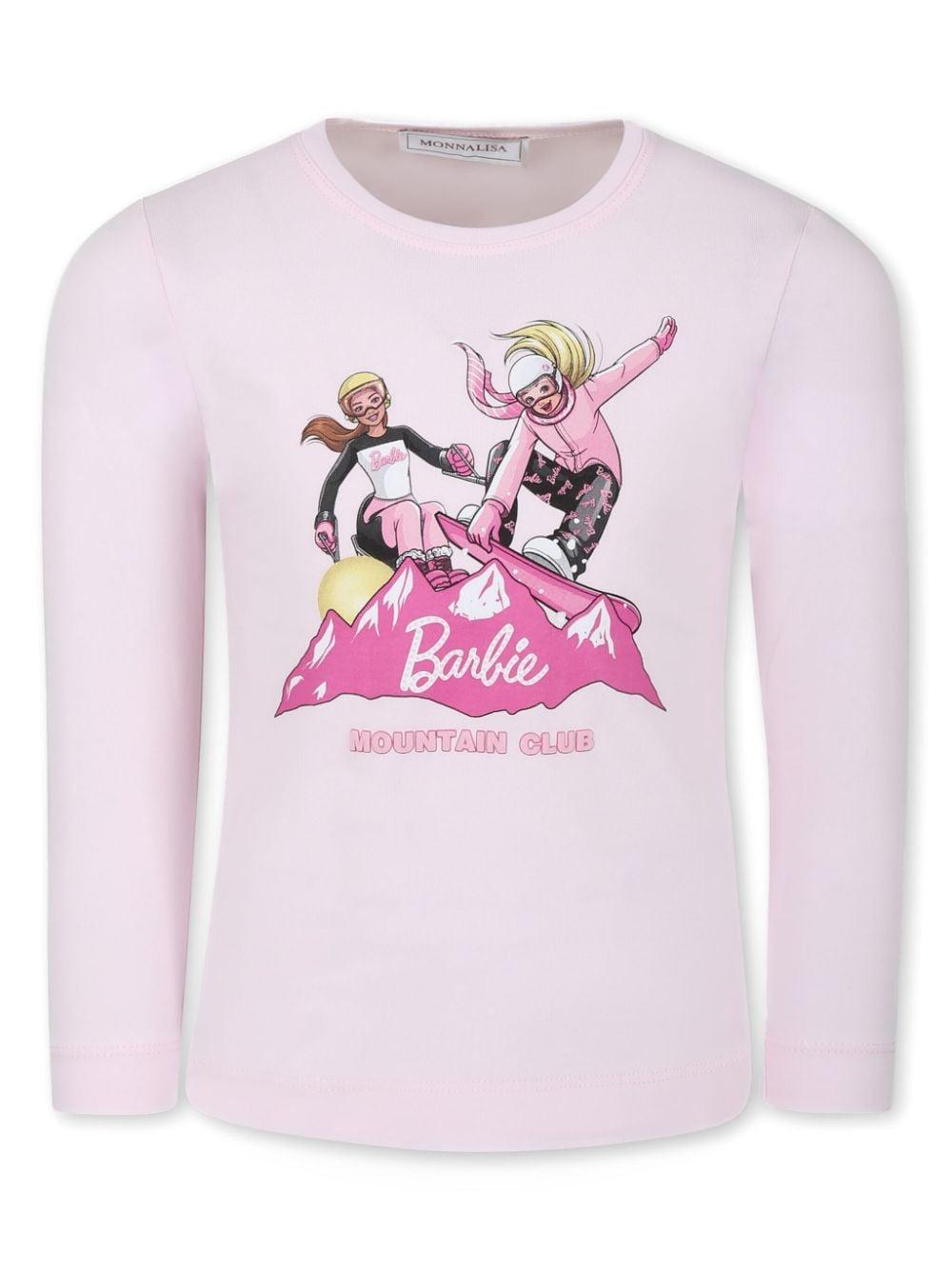 T-shirt per bambina Monnalisa x Barbie rosa con stampa sul davanti 11D643 4201 0090 MONNALISA 