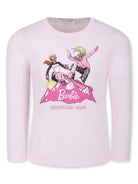 T-shirt per bambina Monnalisa x Barbie rosa con stampa sul davanti 11D643 4201 0090 MONNALISA 