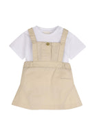 Set t-shirt e salopette per neonata Givenchy Kids bianco e beige con bottoni H31171 192 GIVENCHY KIDS 