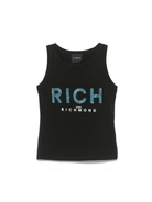 Canotta per bambina John Richmond Junior nero con logo in strass RGP25133CN BLACK JOHN RICHMOND JUNIOR 