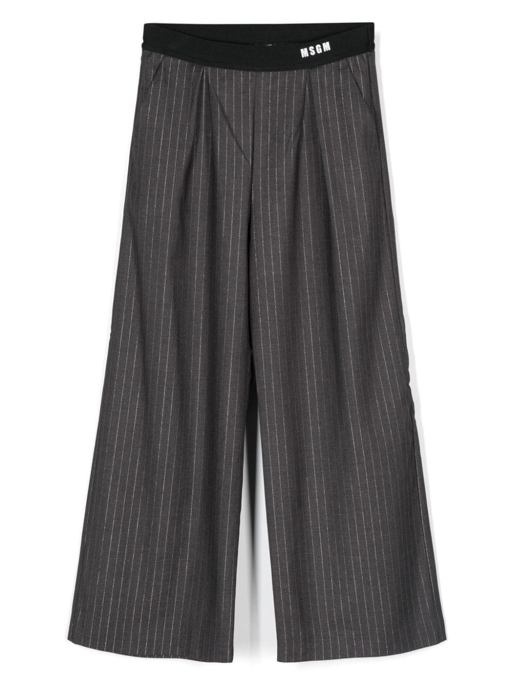 Pantaloni grigi per bambina gessati lamé MSGM Kids F4MSJGPA119 101 MSGM KIDS 