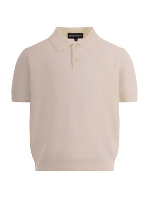 T-shirt per bambino Emporio Armani Kids beige con texture traforata