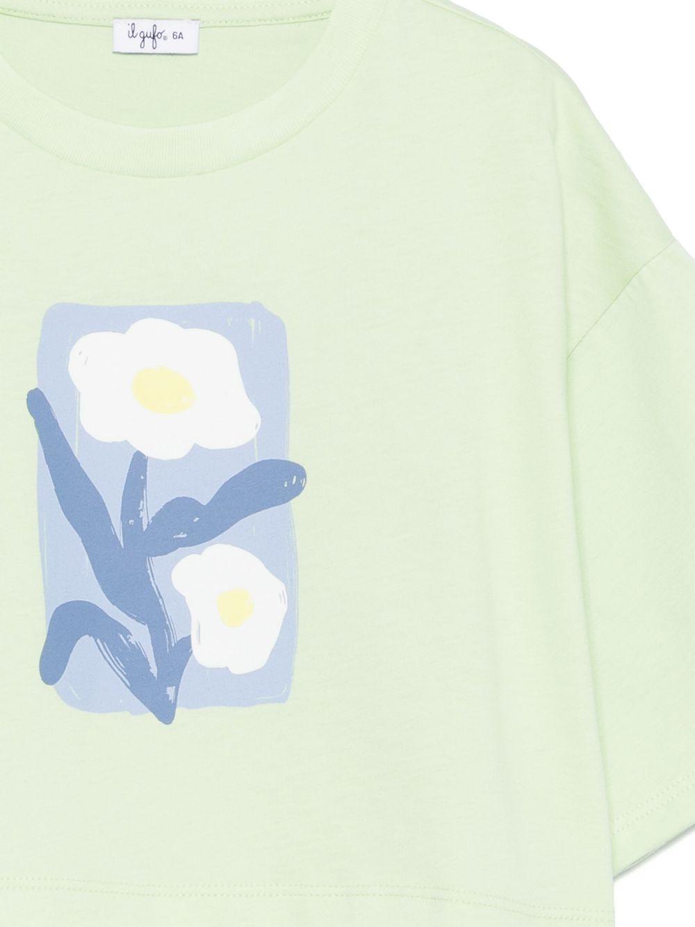 T-shirt per bambina Il Gufo verde con stampa P25TS477MF001 5246 IL GUFO 