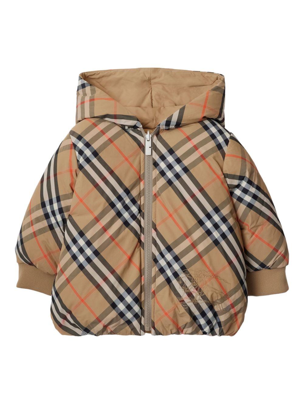 Piumino reversibile per neonato Burberry Kids marrone a quadri 8112753 B9368 BURBERRY KIDS 