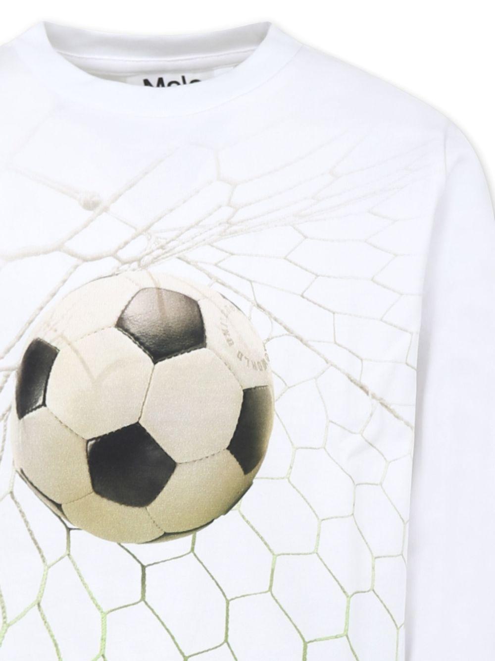Felpa con motivo football per bambino Molo bianco con girocollo 1S25A408 3947 MOLO 