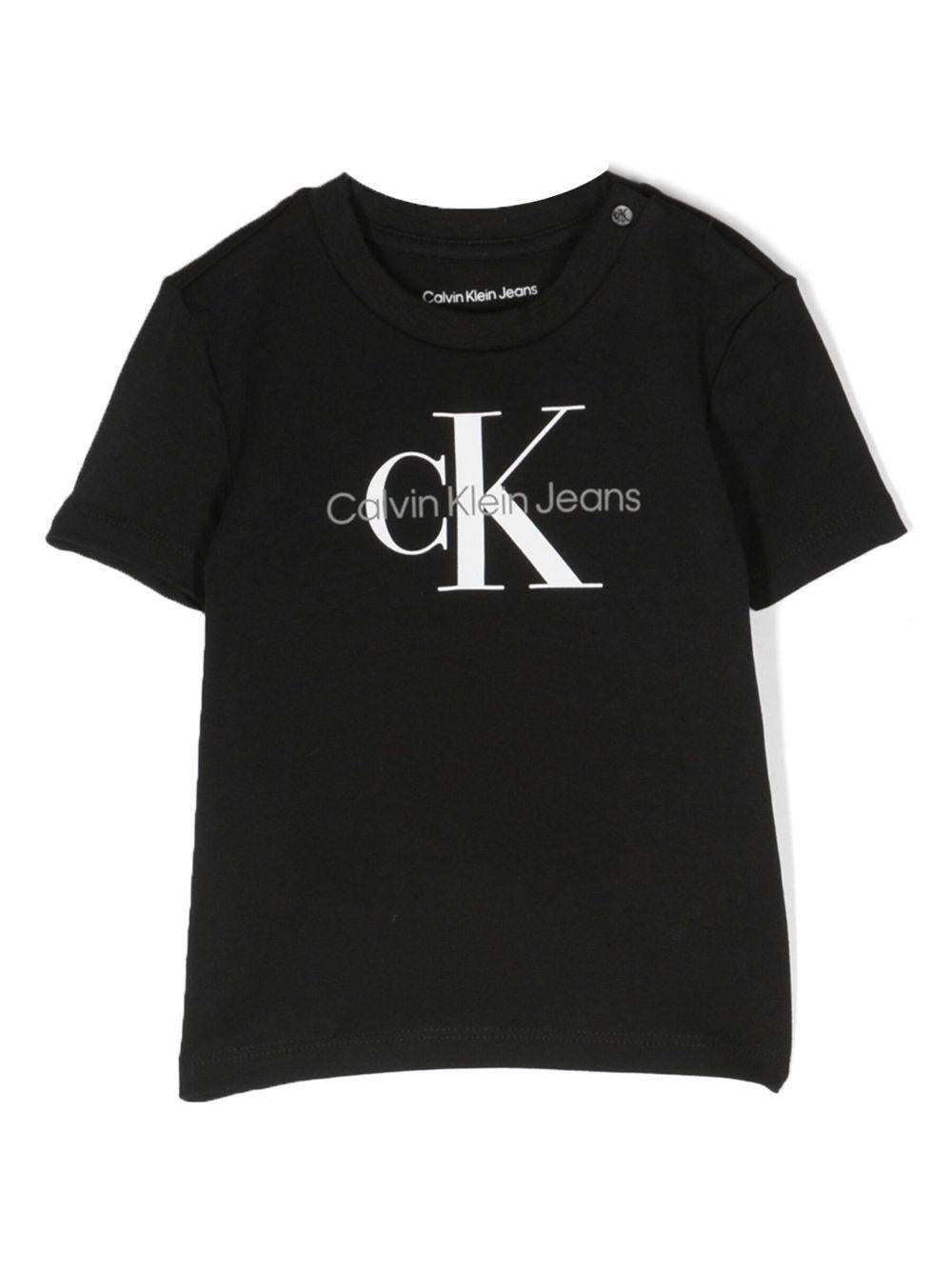 T-shirt per neonato Calvin Klein Kids nero con stampa logo sul davanti IN0IN00001 BEH CALVIN KLEIN KIDS 