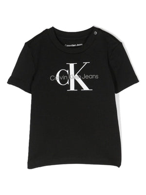 Calvin Klein Kids black baby T-shirt with logo print on the front