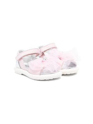 Monnalisa pink sandals for girls with bow detail