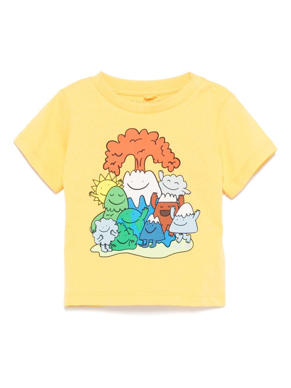 T-shirt per neonato Stella McCartney Kids giallo con stampa grafica TX8501 Z0434 248 STELLA McCARTNEY KIDS 