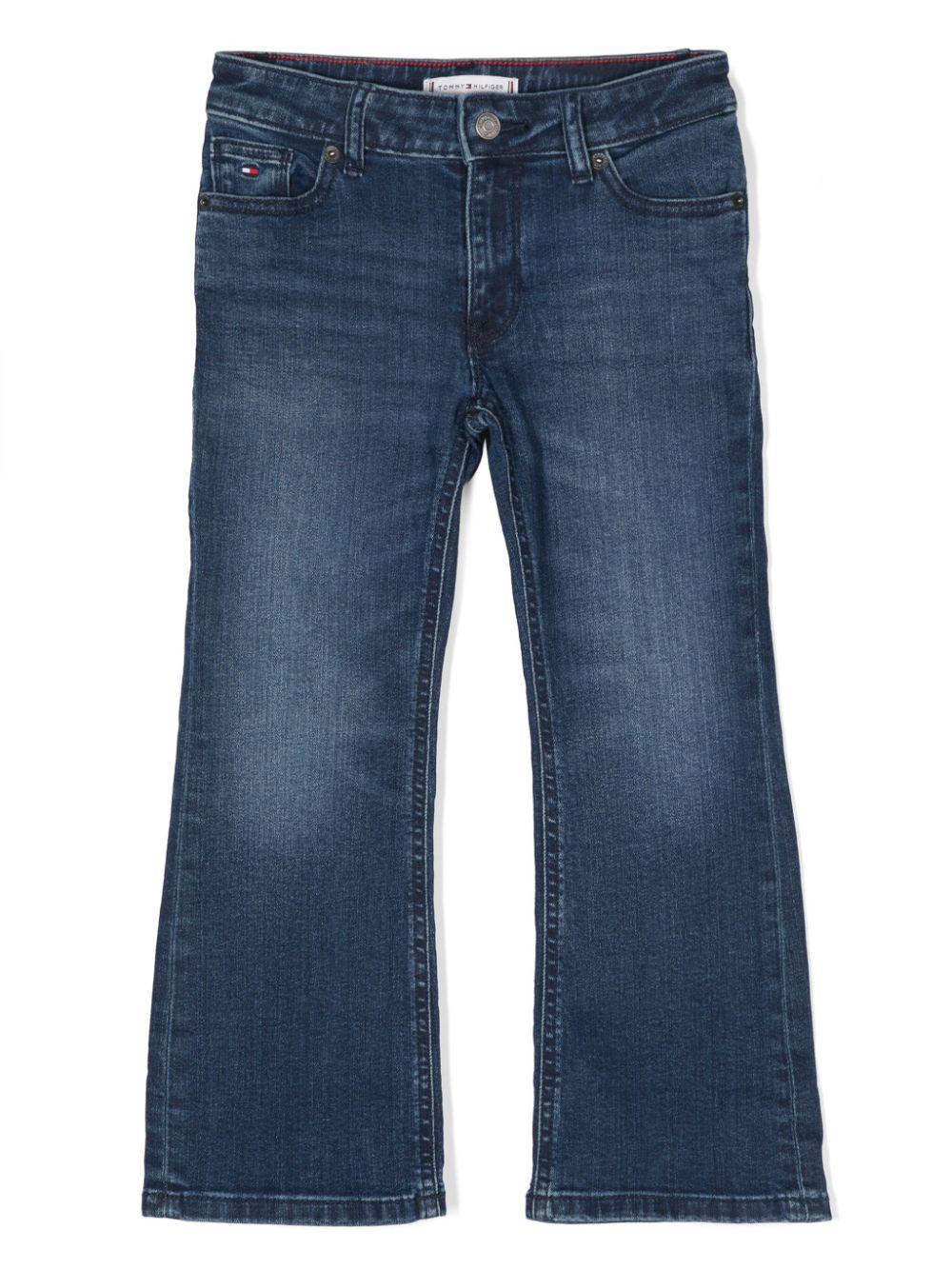 Jeans svasati con ricamo per bambina Tommy Hilfiger Junior blu con passanti KG0KG08011 1BM TOMMY HILFIGER JUNIOR 