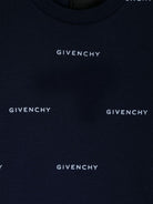 T shirt per neonati blu con logo Givenchy bianco stampato in all-over con font dritto H30579 85T GIVENCHY KIDS 
