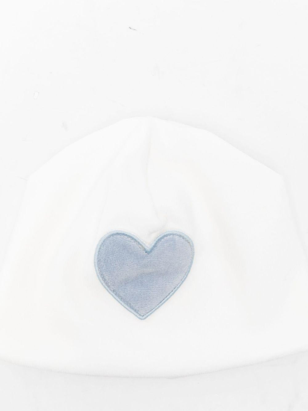 Berretto per neonato La Stupenderia bianco con motivo a cuore azzurro 1TBCP12 L24 LA STUPENDERIA 