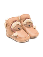 Scarpine per neonati Donsje beige con applicazione orso di Natale 1035707 LE19S DONSJE 