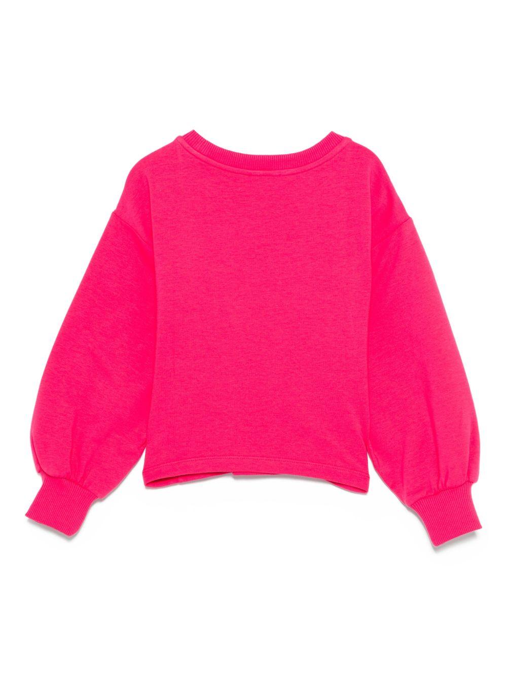 Felpa per bambina Moschino Kids fucsia con stampa Teddy HDF06ELDA14 50541 MOSCHINO KIDS 