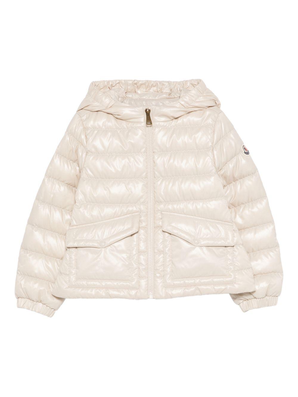 Giubbino per bambina Moncler Kids bianco con cappuccio L19541A00022597Z8 20N MONCLER ENFANT 