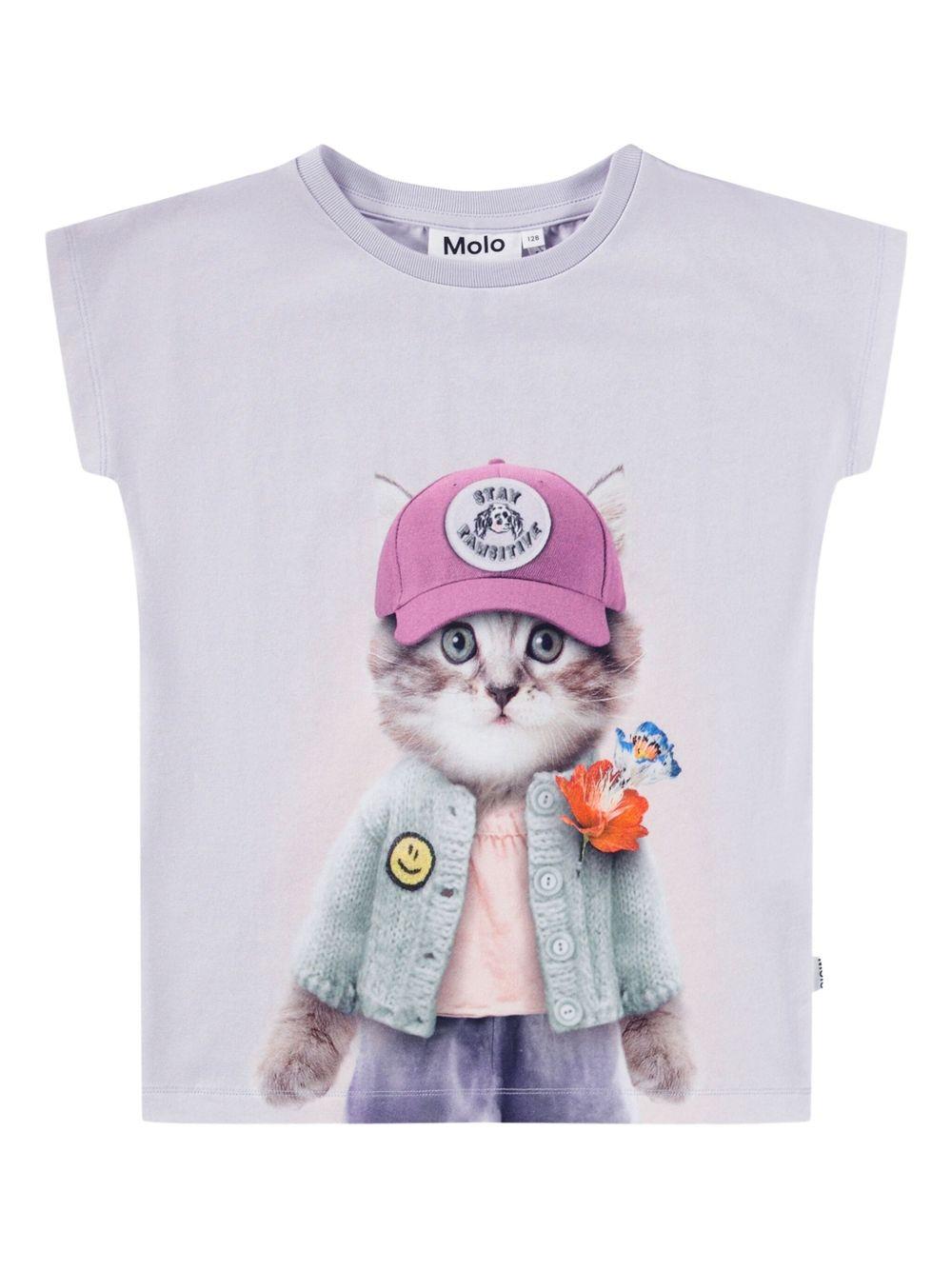 T-shirt per bambina Molo viola a maniche corte con stampa 2W25A205 9730 MOLO 