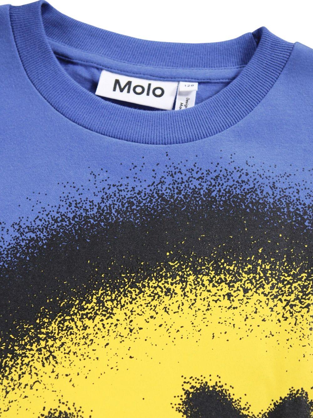 T-shirt per bambino Molo blu con stampa grafica smiley 1W25A205 5526 MOLO 