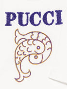 T-shirt per neonata Pucci Junior bianco con ricamo con logo frontale PV8060 J0177 101 EMILIO PUCCI JUNIOR 