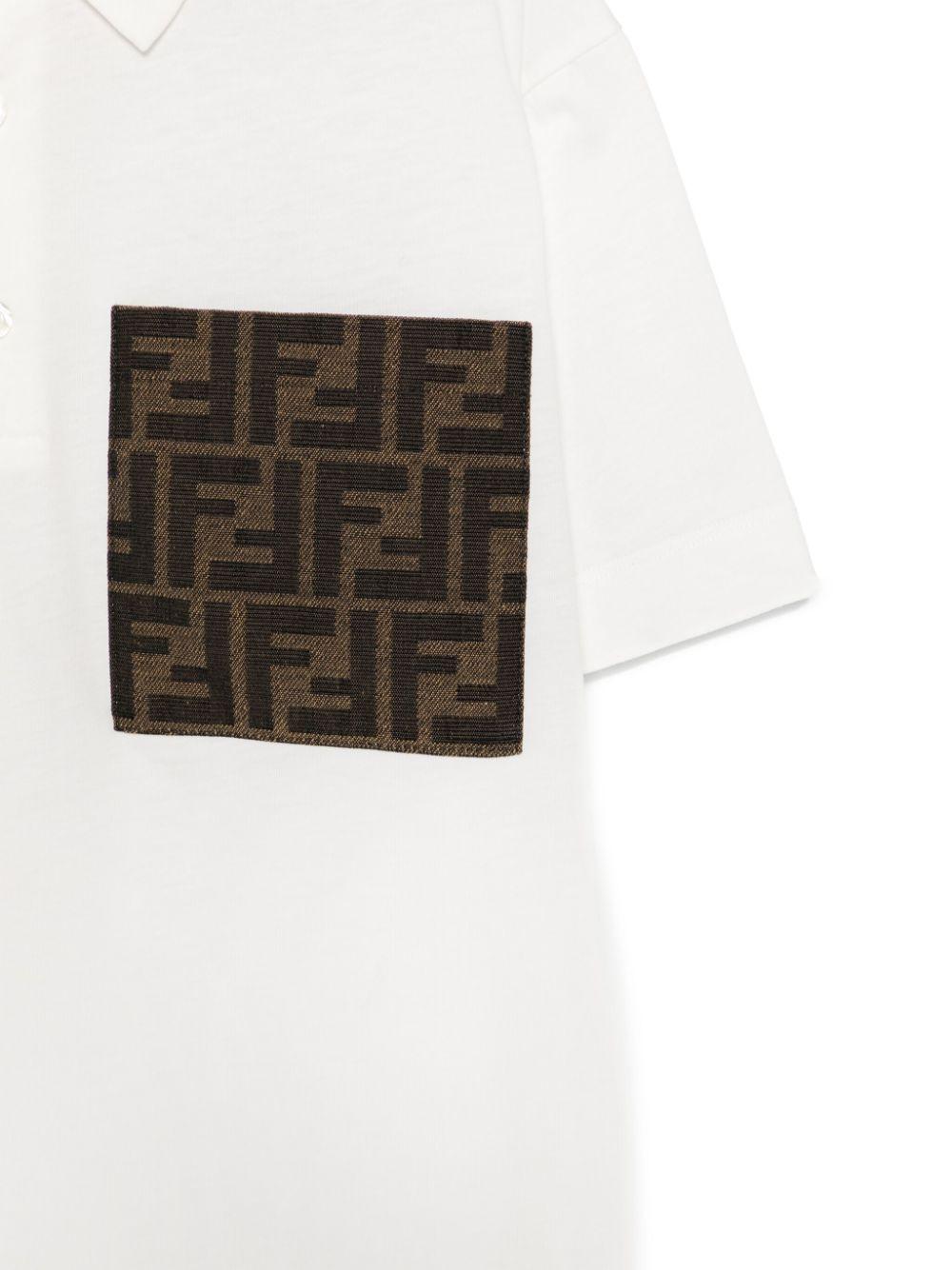 Polo junior in jersey con tasca per bambino Fendi Kids bianco con orlo dritto JMI475 7AJ F0TU9 FENDI KIDS 