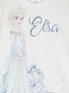 T-shirt bianca per bambina con strass e stampa Elsa Monnalisa 19D621 4003 0001 MONNALISA 