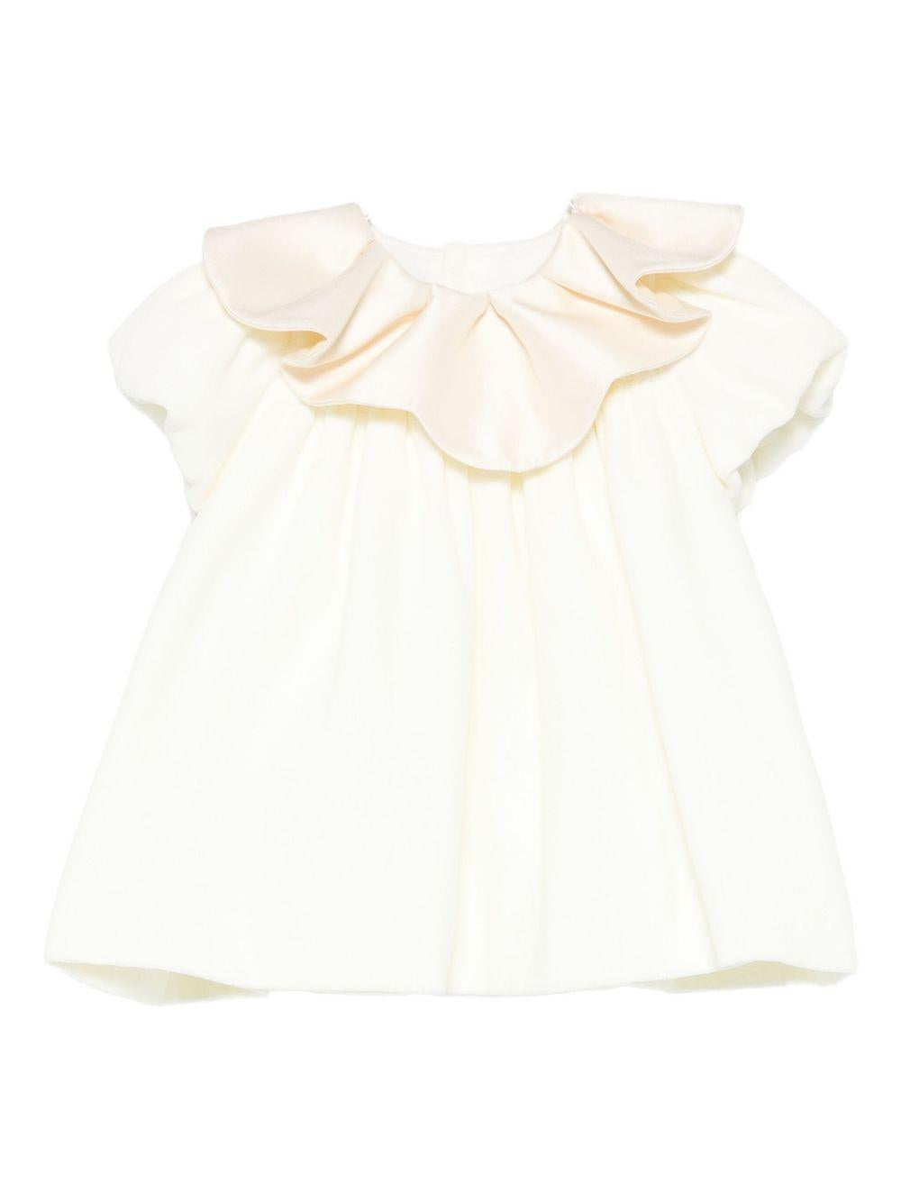 Abito per neonata La Stupenderia bianco con colletto arricciato 1CBAB08 V02S37 LA STUPENDERIA 