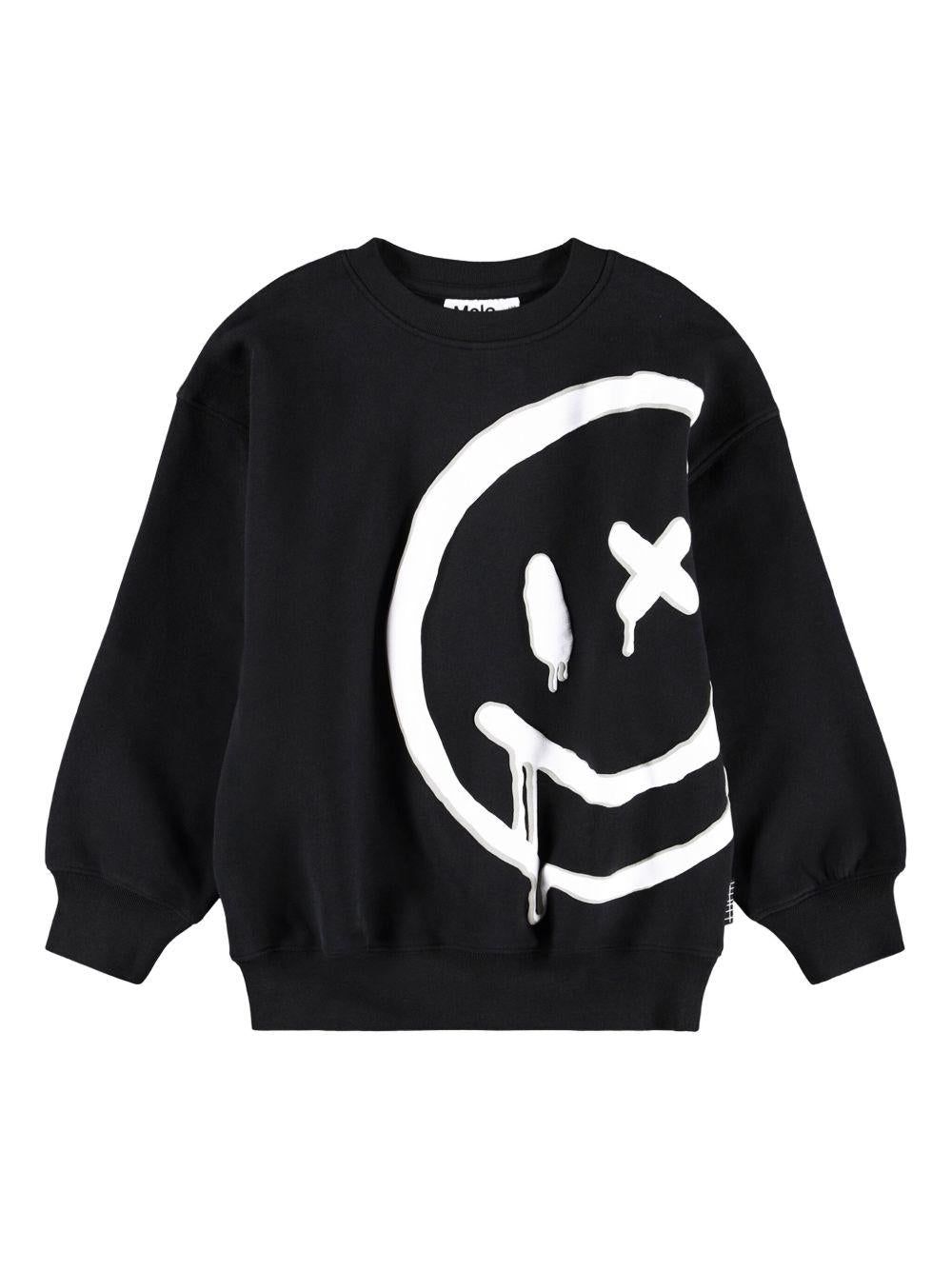 Felpa per bambino Molo nero con stampa smile 6W25J214 9743 MOLO 