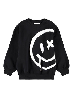 Felpa per bambino Molo nero con stampa smile
