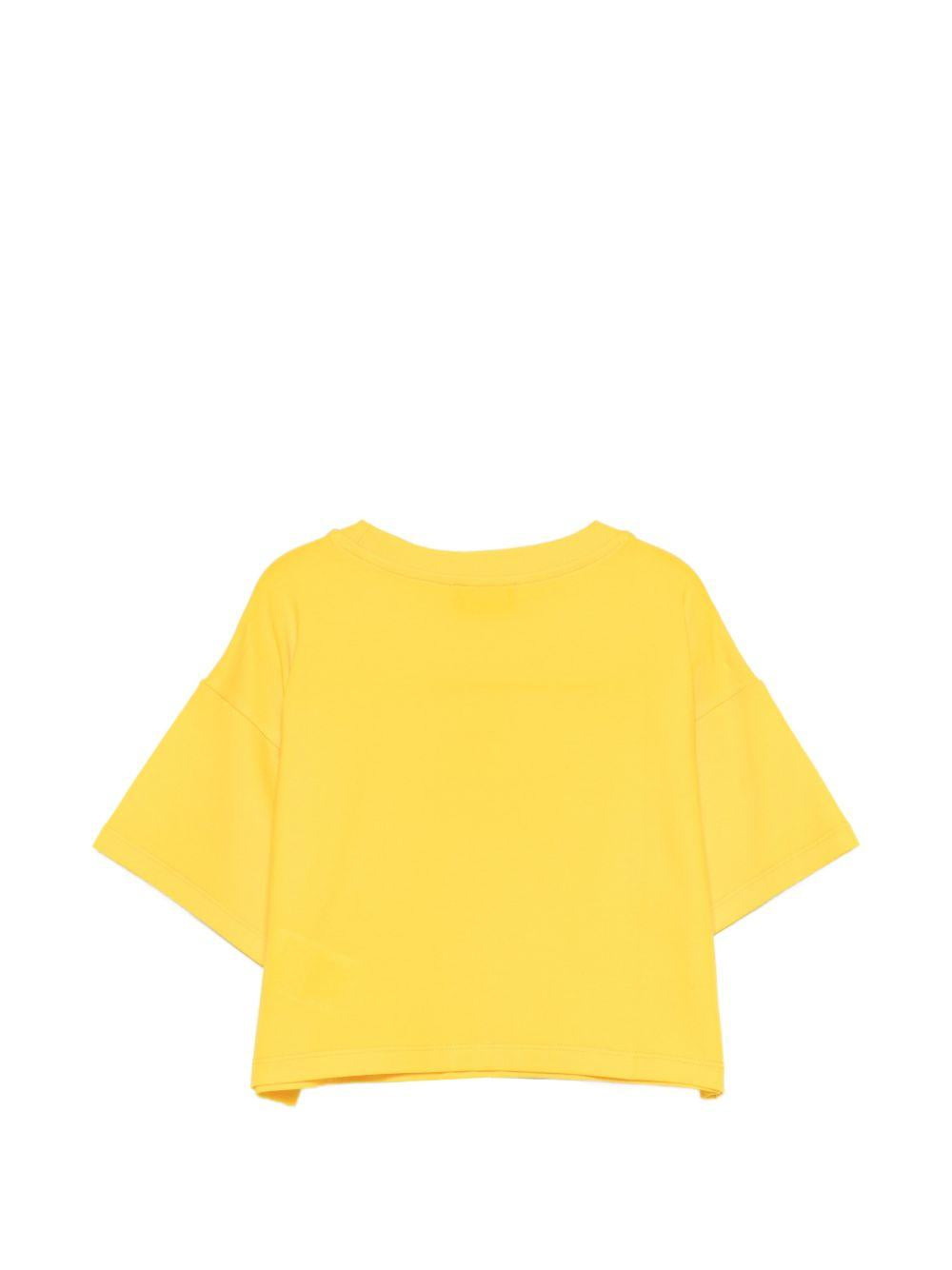 T-shirt per bambina Moschino Kids gialla con stampa Teddy sul davanti HDM072LBA00 50577 MOSCHINO KIDS 
