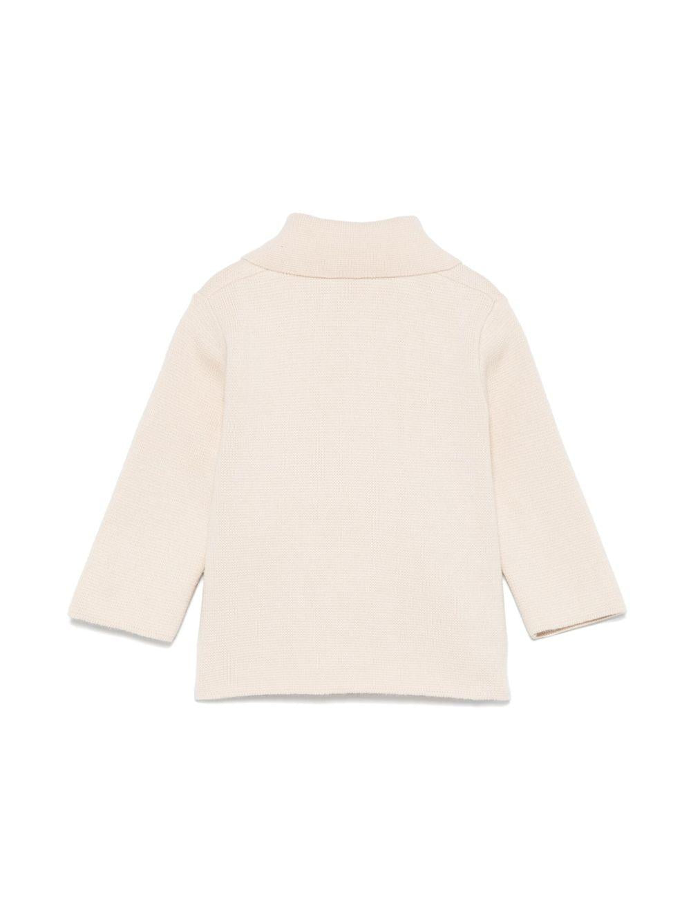 Cardigan per neonato Il Gufo beige con chiusura doppiopetto in cotone P25GF402EM109 121 IL GUFO 