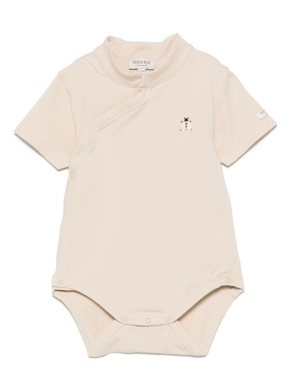 Body per neonata Donsje Frenky beige con dettaglio con ricamo ad ape 3036401 00037 DONSJE 