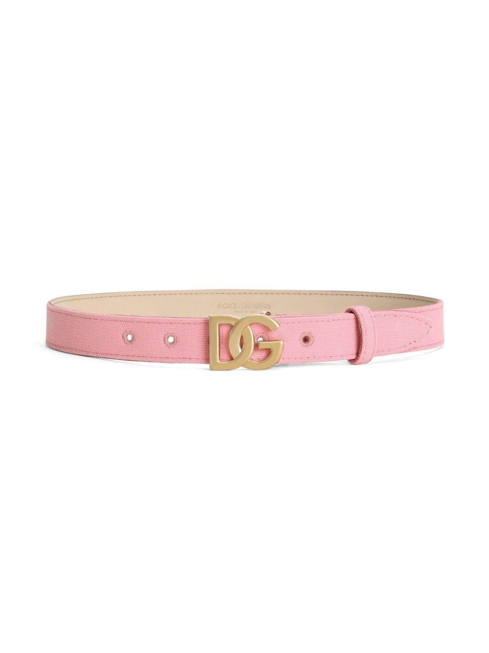 Cintura per bambina Dolce & Gabbana Kids rosa con fibbia con logo color oro EC0083 AT661 8B405 DOLCE & GABBANA KIDS 