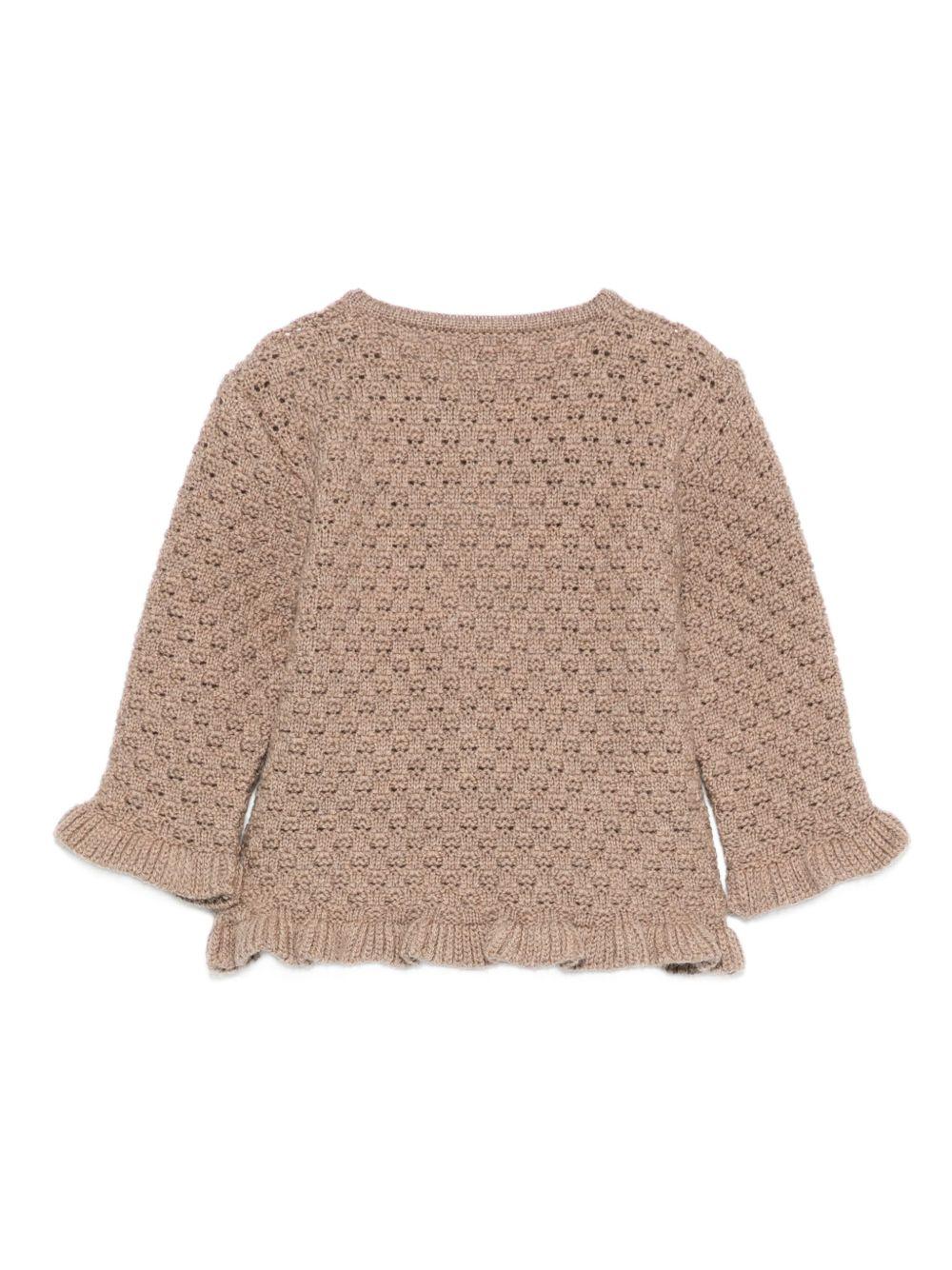 Cardigan per neonata Paz Rodríguez beige con orlo arricciato 001-112973 69 H56 PaZ RODRIGUEZ 