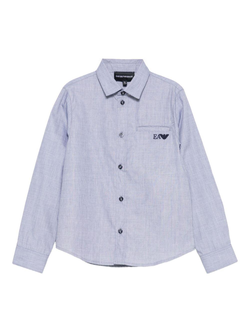 Camicia per bambino Emporio Armani Kids azzurra con logo ricamato EB000621 AF19065 FB004 EMPORIO ARMANI KIDS 