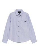 Camicia per bambino Emporio Armani Kids azzurra con logo ricamato EB000621 AF19065 FB004 EMPORIO ARMANI KIDS 