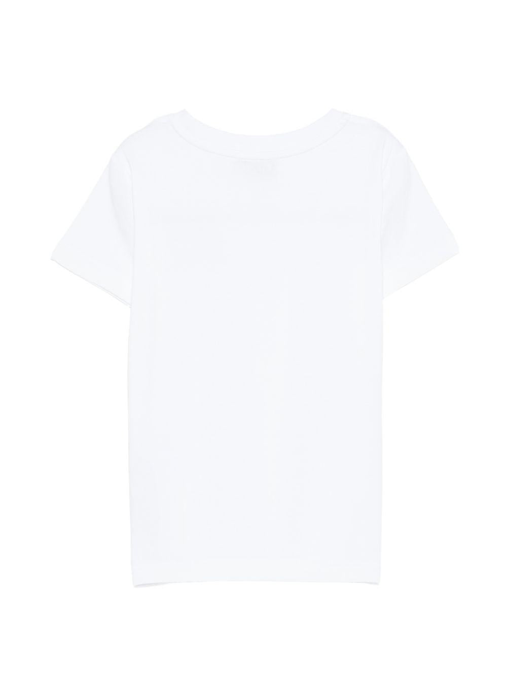 T-shirt per bambini Moschino Kids bianca con ricamo Teddy Bear HTM058LAA24 10101 MOSCHINO KIDS 