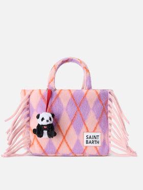 Charm con mini panda peluche per bambini MC2 ST. Barth Kids bianco/nero con laccio rosso CHARF01 01808I MC2 ST. BARTH KIDS 
