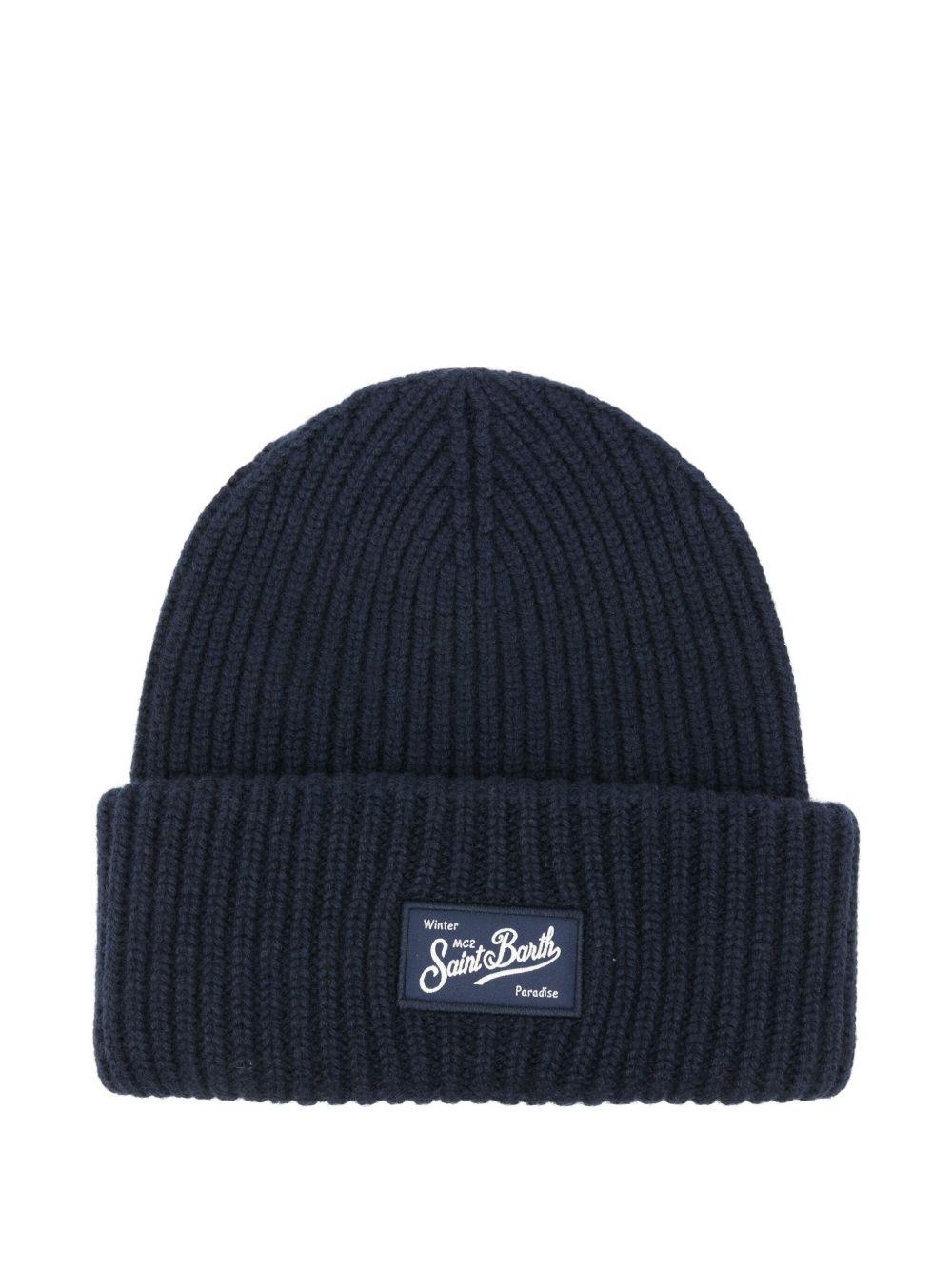 Berretto per bambino MC2 Saint Barth Kids blu con toppa con logo BRR0001 02307I MC2 ST. BARTH KIDS 