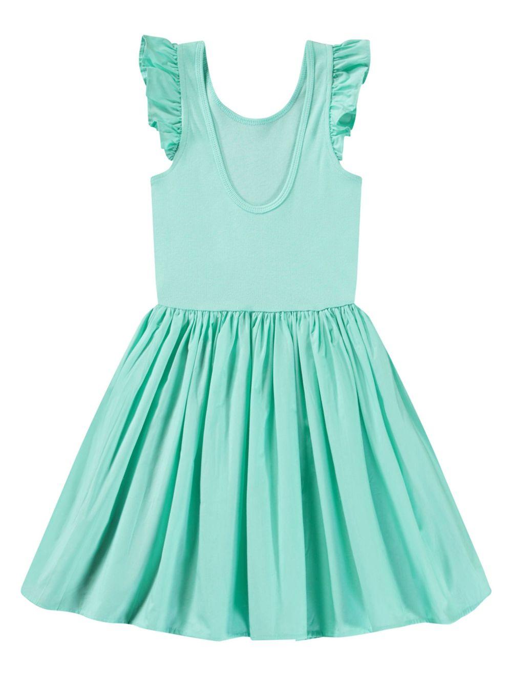 Abito per bambina Molo verde acquamarina in jersey con dettagli con ruches 2S25E108 5472 MOLO 