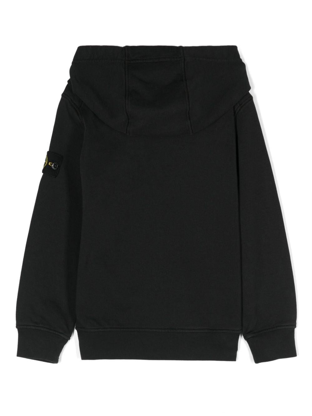 Felpa con applicazione Compass per bambino Stone Island Junior nero con cappuccio 811661620 V0029 STONE ISLAND JUNIOR 