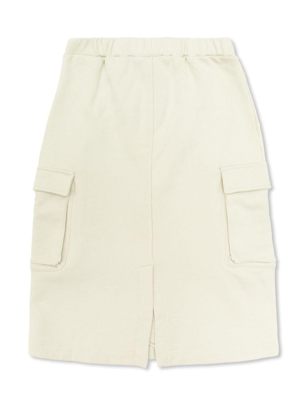 Gonna in cotone per bambina Off-White Kids bianco con spacco posteriore OGCK005S25FLE001 0572 OFF WHITE KIDS 
