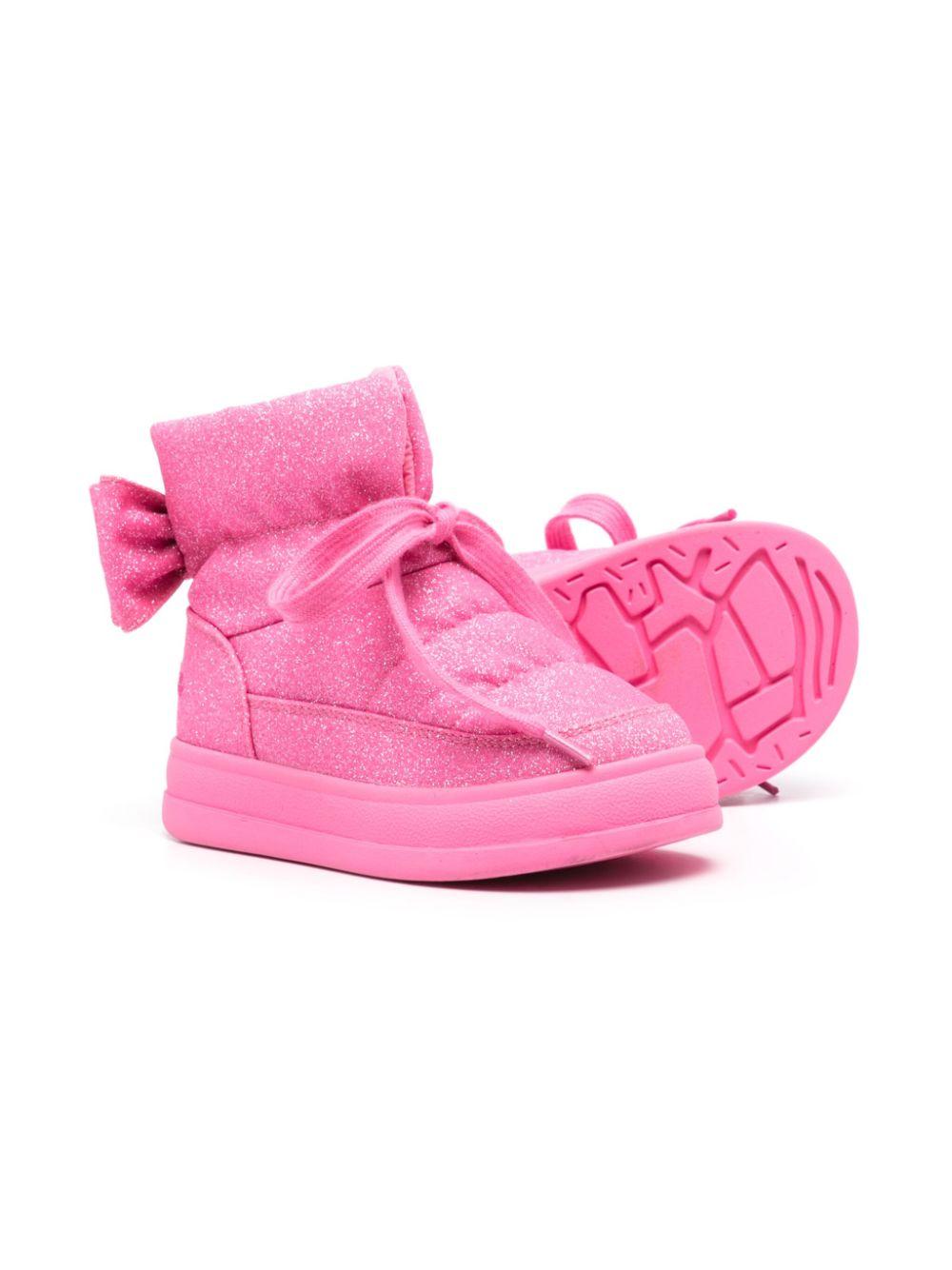Stivali per bambina Monnalisa rosa con design imbottito con glitter 8CD012 4F07 0093 MONNALISA 
