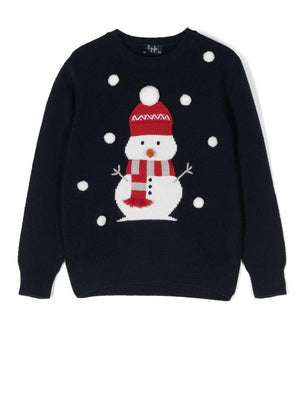 The Owl Blue Crew Neck Sweater for Boys with Long Sleeves