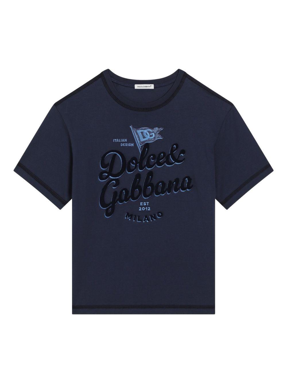 T-shirt per bambino Dolce & Gabbana Kids blu con stampa L4JTHV G7OJ1 B0013 DOLCE & GABBANA KIDS 