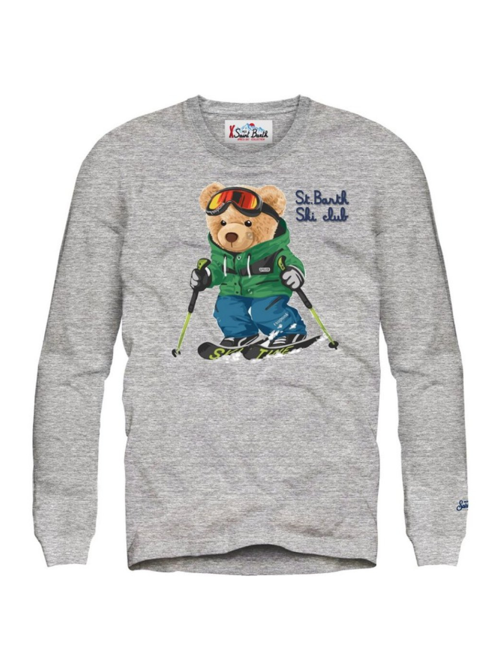 T-shirt per bambino MC2 Saint Barth Kids grigia con stampa Orso che scia LUT0005 00997I MC2 ST. BARTH KIDS 