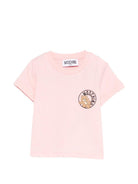 T-shirt per neonata Moschino Kids rosa con logo sul davanti MUM04SLAA03 50209 MOSCHINO KIDS 
