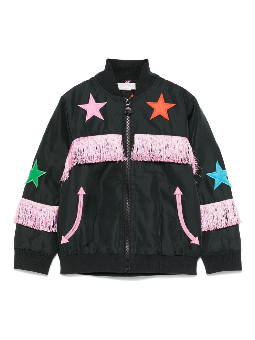 Giacca nera per bambina con frange Stella McCartney Kids TV2B57 Z2327 930 STELLA McCARTNEY KIDS 
